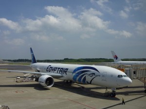 エジプト旅行記、1日目／エジプト航空の機内食(エコノミー)、エジプト入国に必要なビザ購入