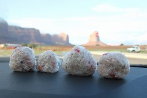 アメリカ旅行、4日目/モニュメントバレーでおむすびを。