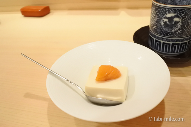 銀座レストランウィーク日本料理和久田ごまとミルクのプリン杏