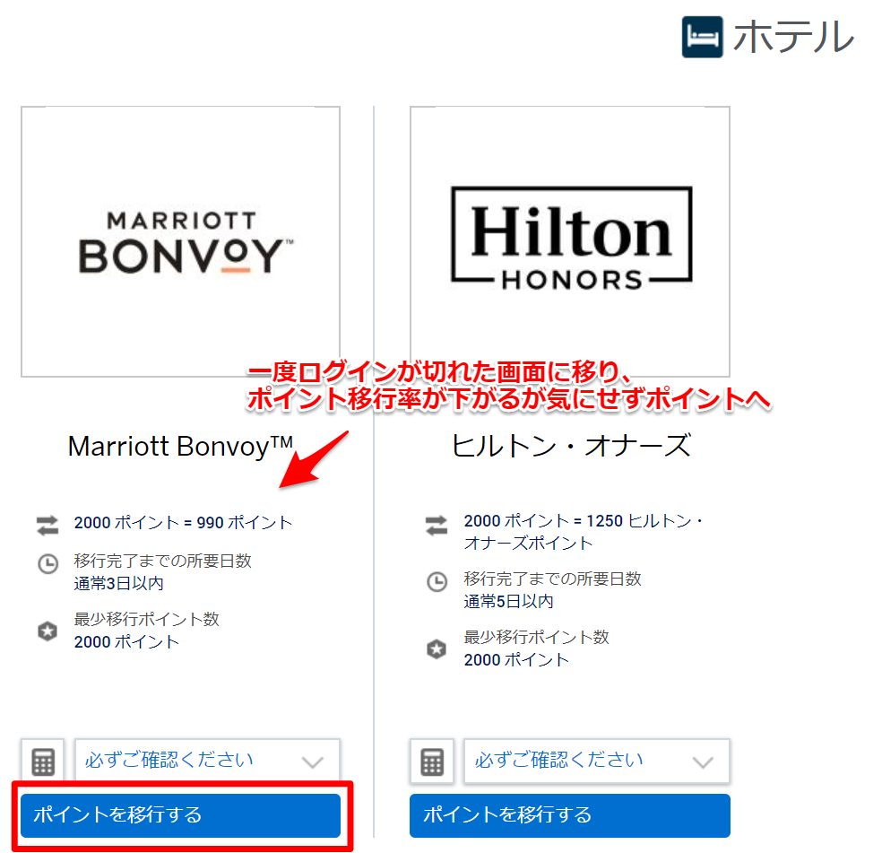 アメックスのポイントをマリオットボンヴォイのポイントへ移行05