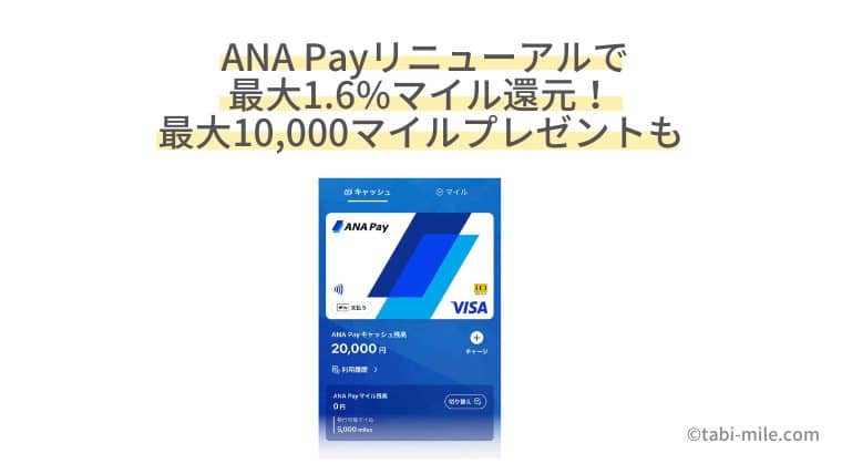 ANA Payリニューアル！ANAカードチャージで最大1.6%マイル還元！