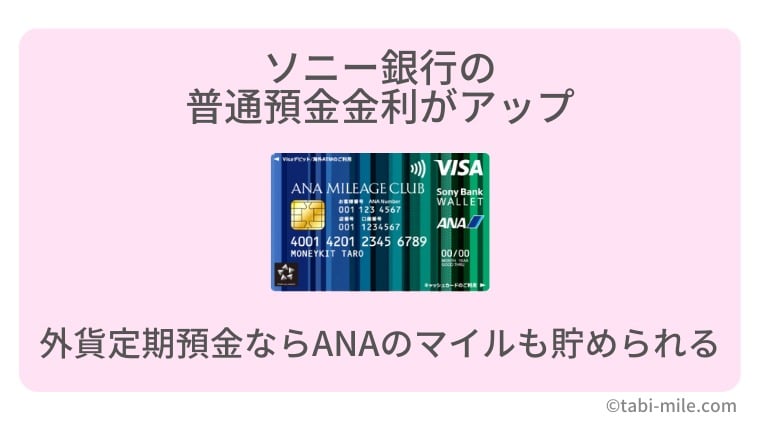 外貨定期預金でANAのマイルを貯められるソニー銀行の普通預金金利がアップ