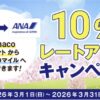 nanacoポイントからANAのマイルへの交換で10%増量キャンペーン